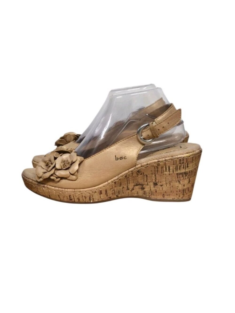 Born BOC Women's  size 9 Cork Wedge Slingback Sandals Tan Open Toe Leather